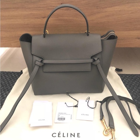 CELINE mini belt bag in gray calfskin leather - Picture 1 of 15